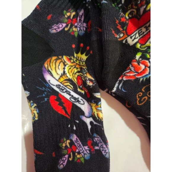 Men's Ed Hardy Socks Fully Cushioned Crew Logo 2 pack Zeke Skulls Heart NEW NWT - Picture 2 of 5